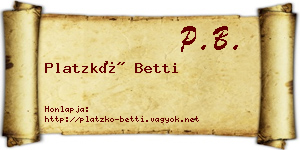 Platzkó Betti névjegykártya